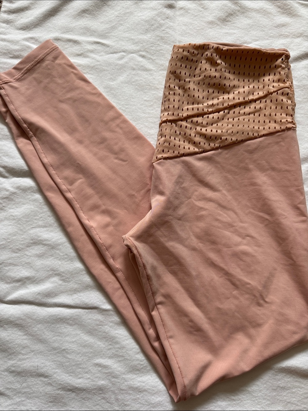 High-Waist Pink Mesh Panel Leggings